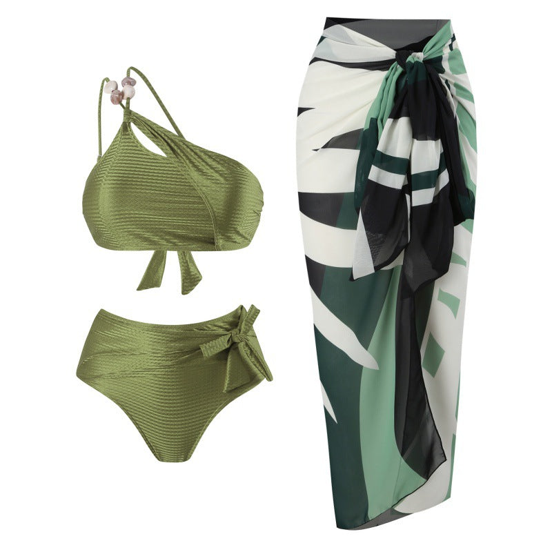 Damen Hochgeschnittener Bikini mit asymmetrischem Schnitt und raffiniertem Wickel-Design Drune