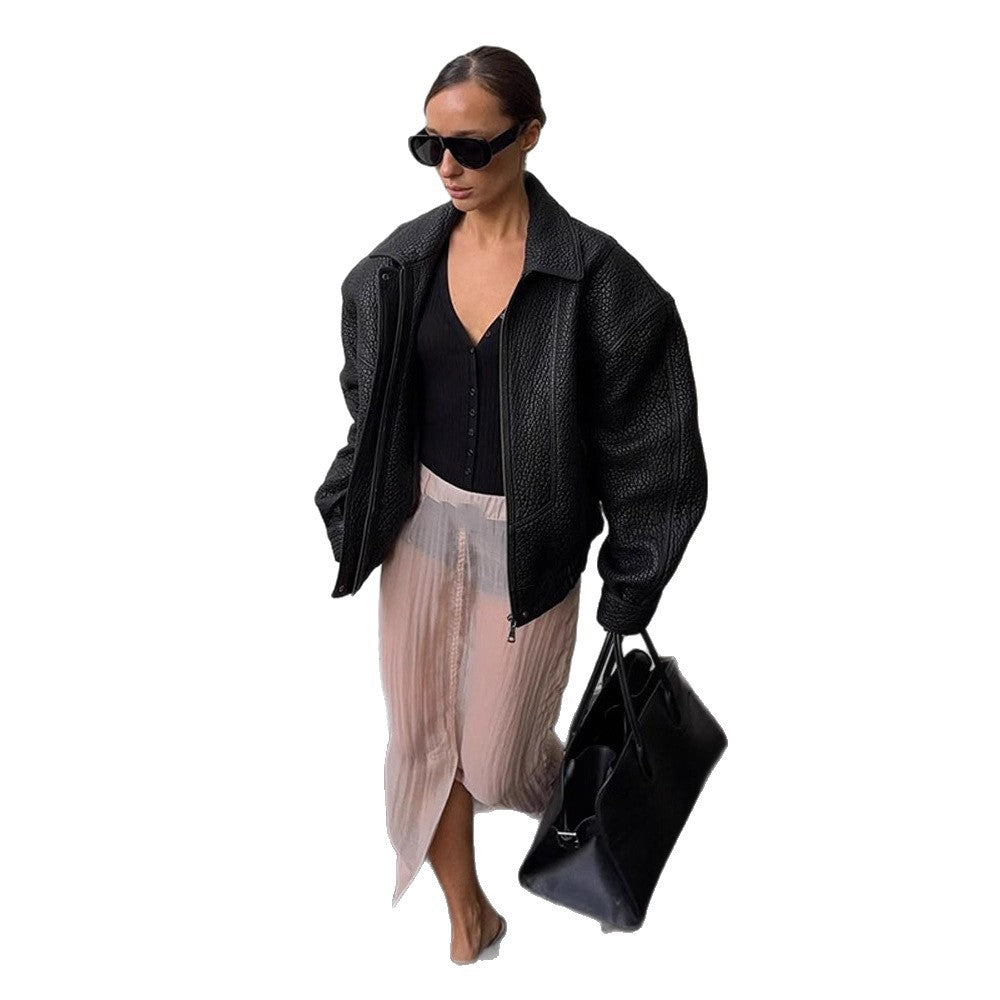 Damen Oversized Lederjacke Drune