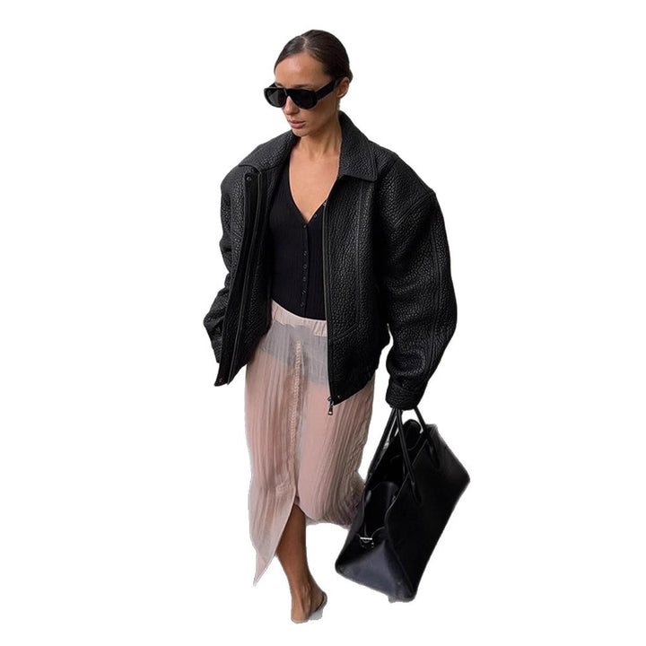 Damen Oversized Lederjacke Drune