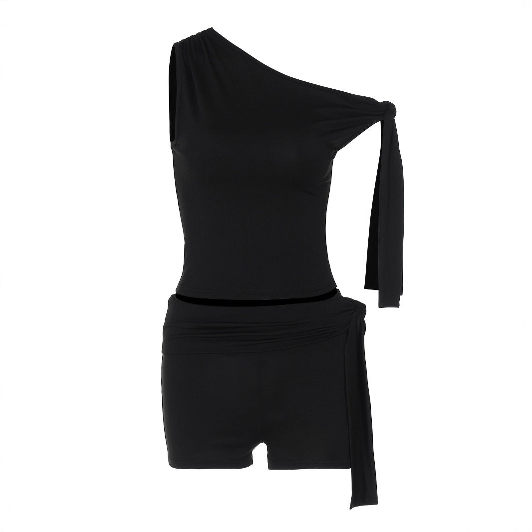 Damen Modisches Oberteil mit asymmetrischem Schnitt und Chiffon-Material Drune