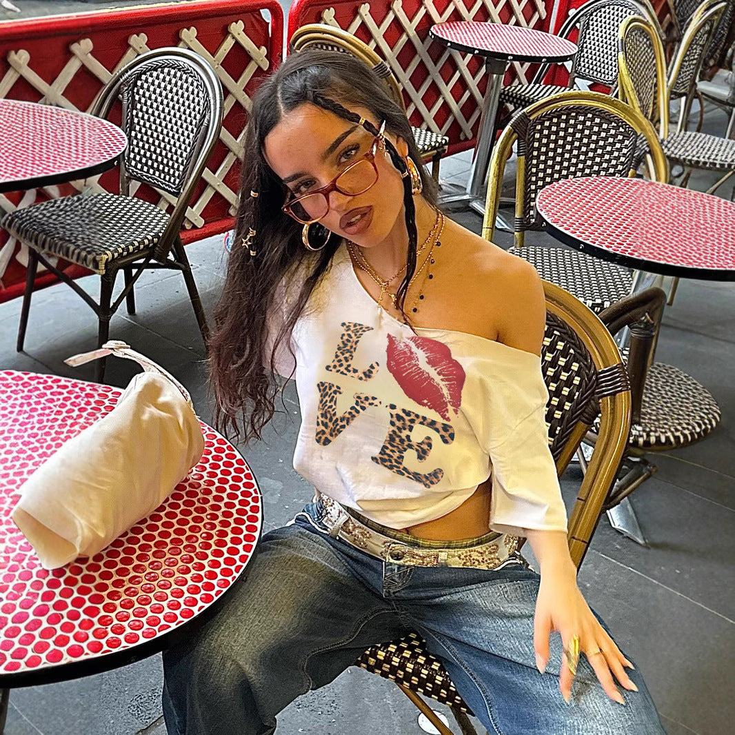 Damen Modisches T-Shirt mit kreativem Grafikdruck Drune
