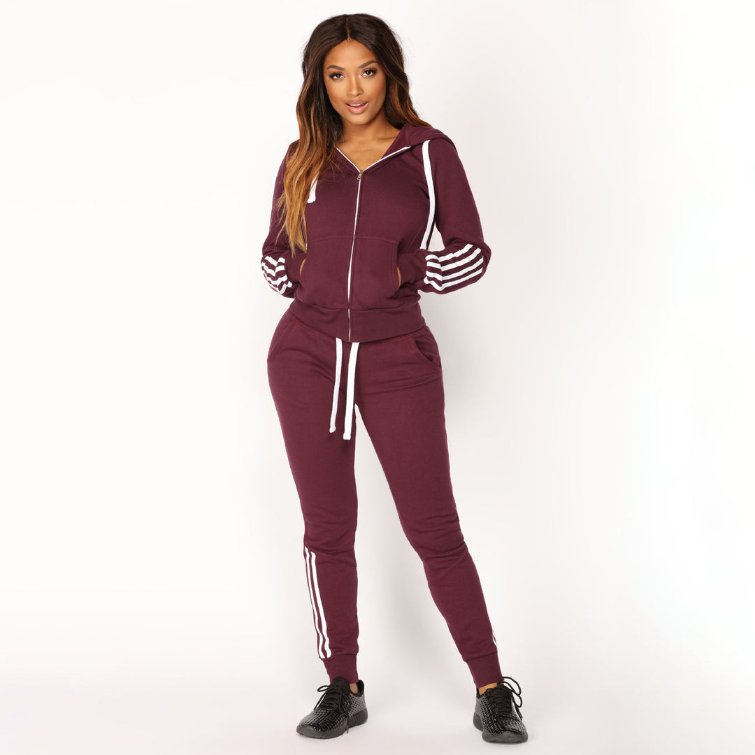 Damen sportlicher Fleece-Jogginganzug mit schmaler Passform Drune