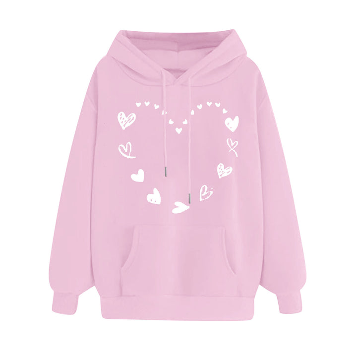 Damen Kapuzensweater mit verspieltem Herzmotiv und bequemer Kängurutasche Drune
