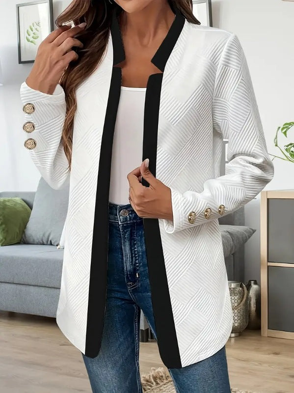 Damen Elegante und schicke Blazerjacke mit Kontrastdetails Drune