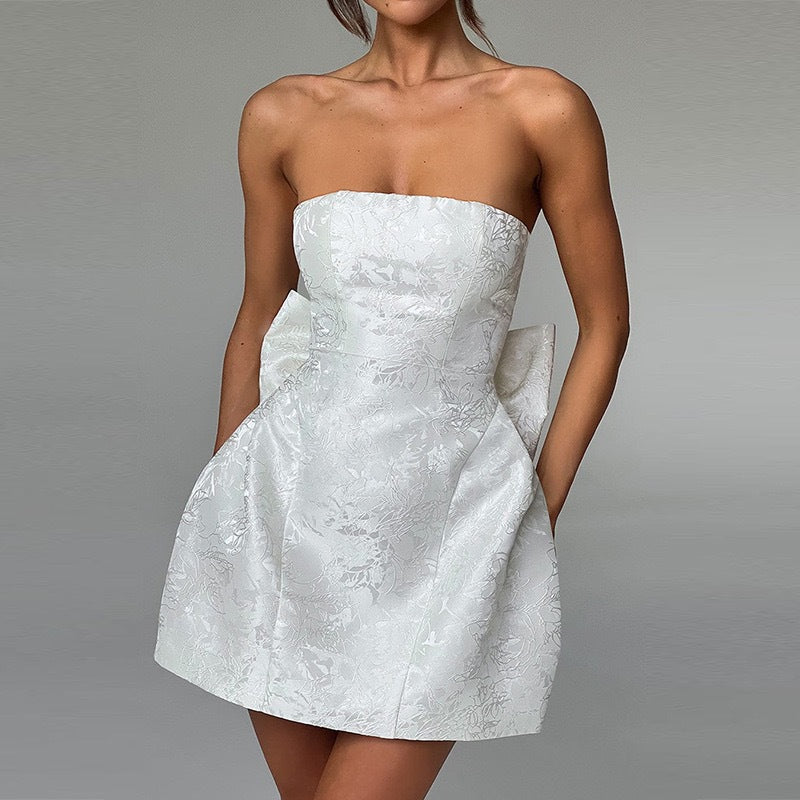 Damen Bereichertes Cocktailkleid mit drapiertem Oberteil und Schleifen-Details Drune