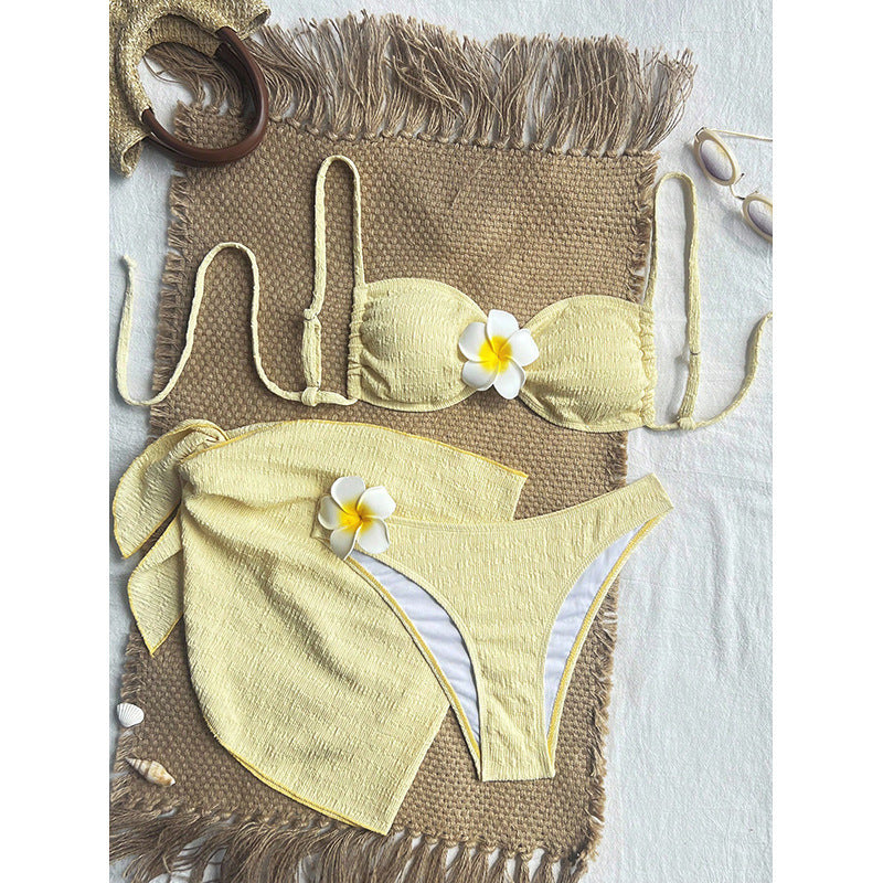 Damen Badeanzug-Set mit elegantem Bandeau-Oberteil und hoch geschnittenem Unterteil Drune