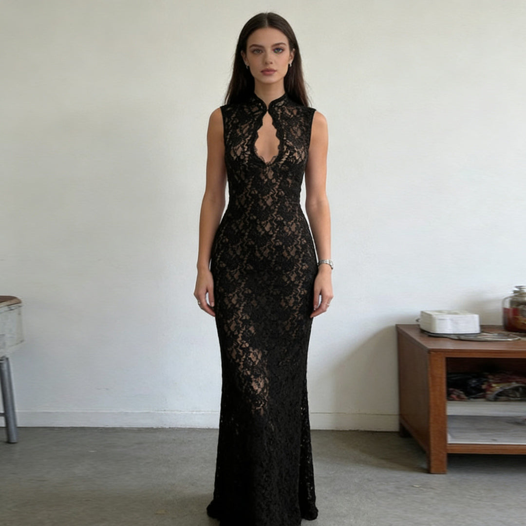 Damen Abendkleid mit Spitzenapplikation Drune