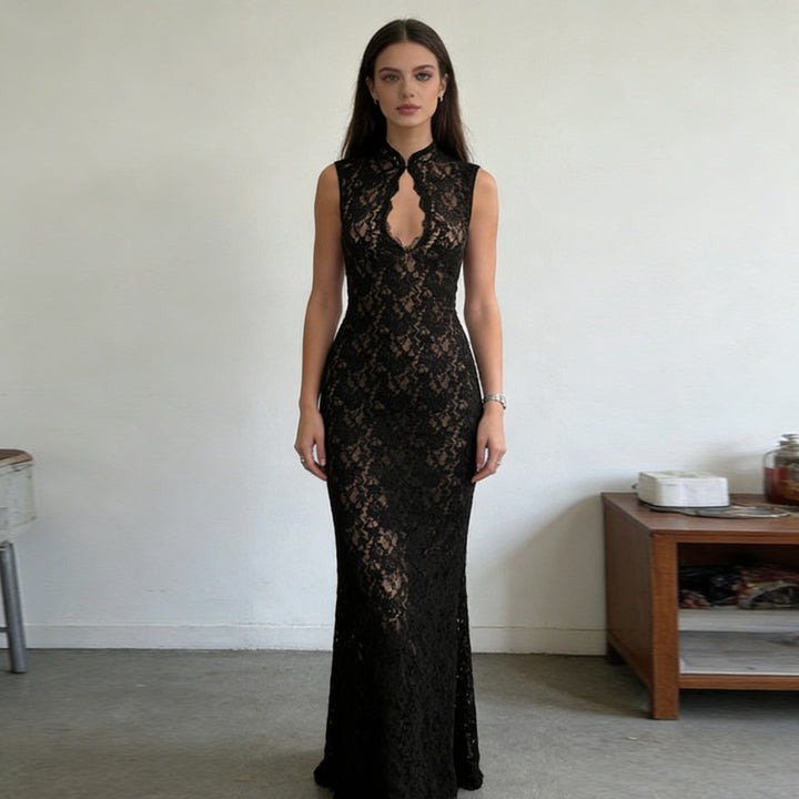 Damen Abendkleid mit Spitzenapplikation Drune