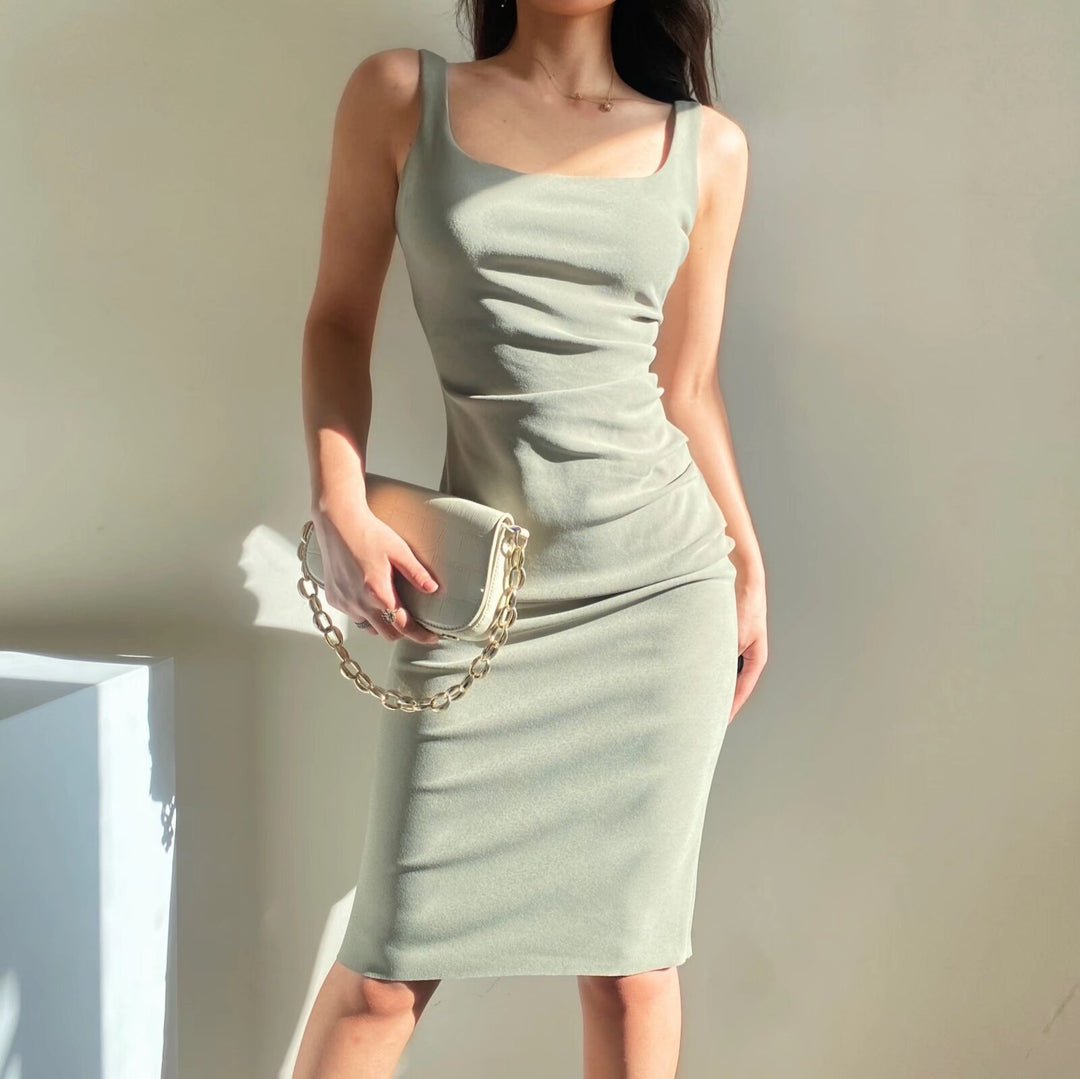 Damen figurbetontes Midi-Kleid mit elegantem Rüschendetail Drune