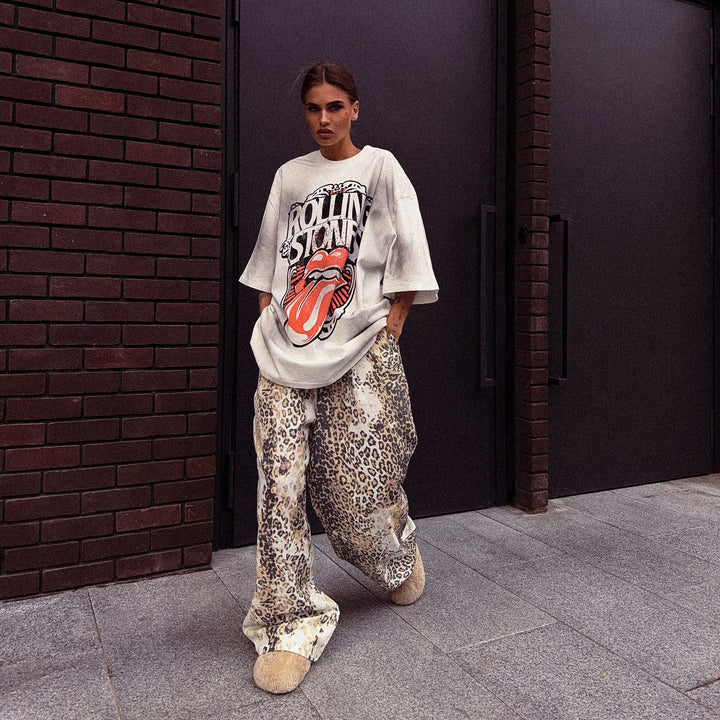 Damen Oversized T-Shirt mit kreativen Grafiken und lässigen Schnitten Drune