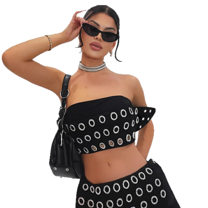 Damen Modische Shorts mit auffälliger Ösenverzierung Drune