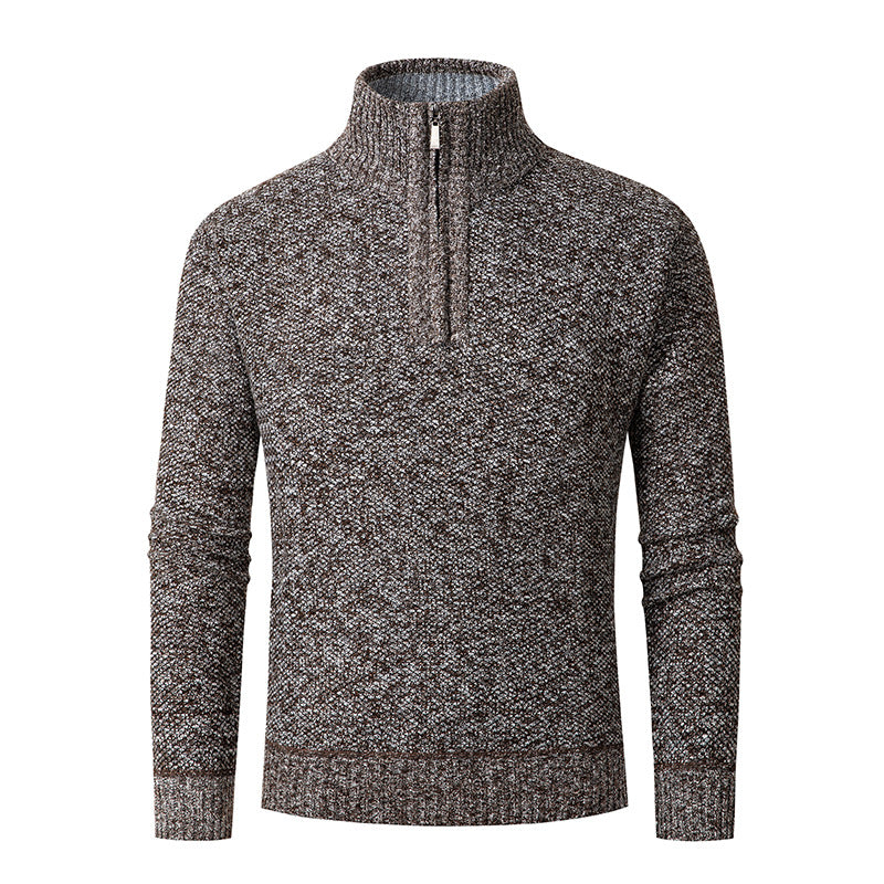Herren kuscheliger Strickpullover mit halbem Reißverschluss Drune