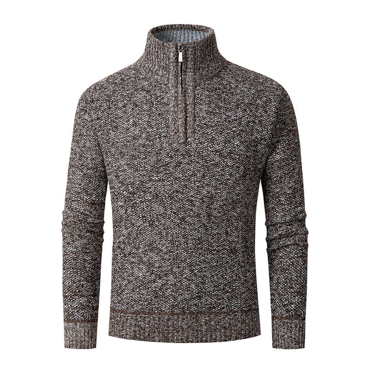 Herren kuscheliger Strickpullover mit halbem Reißverschluss Drune