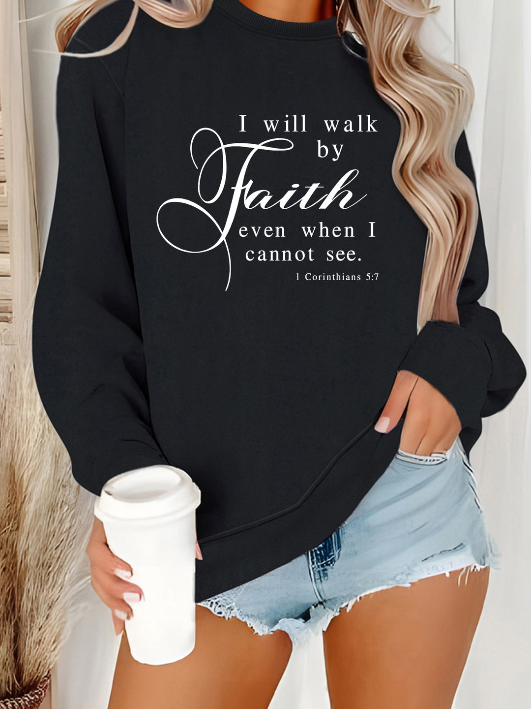 Damen Sweatshirt mit inspirierendem Schriftzug und weichem Material Drune