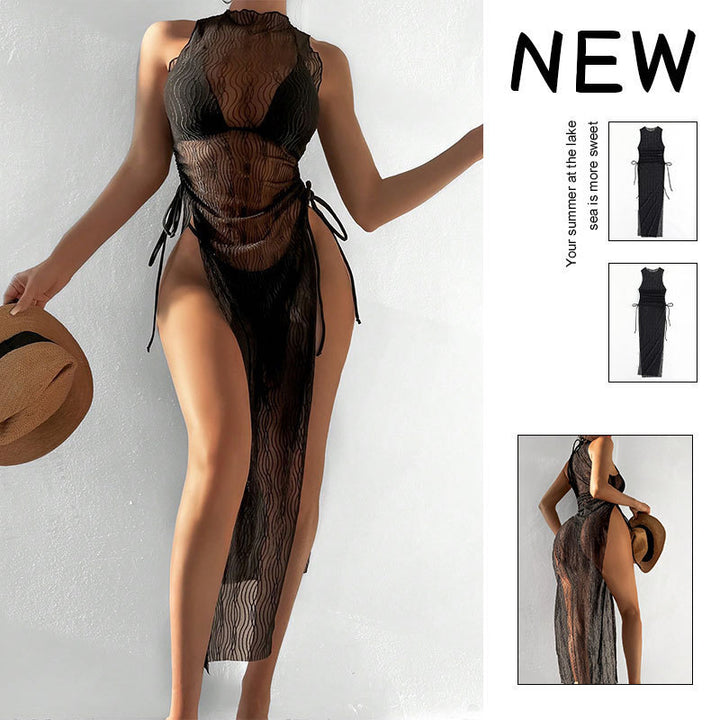 Damen Maxikleid mit raffiniertem Wickeldetail und eleganten Taillenzügen Drune