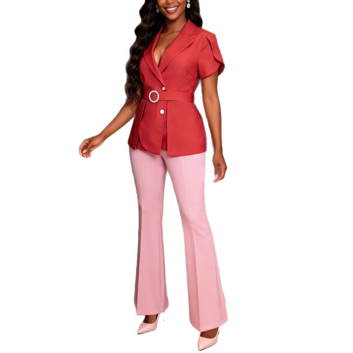 Damen Elegantes Blazer-Oberteil mit taillierter Silhouette und Schmuckknopf Drune