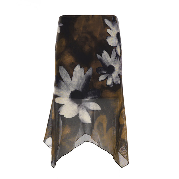 Damen Midi-Rock mit floralem Chiffon-Design Drune