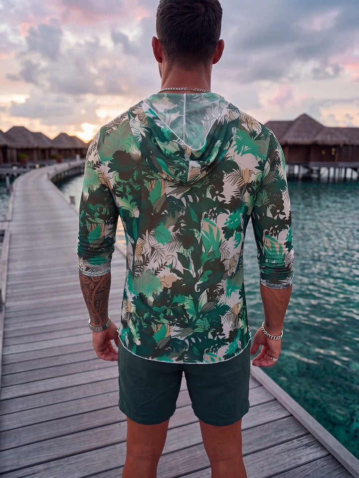 Herren Langarmshirt mit floralem Muster Drune