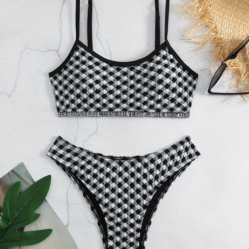 Damen lässiger Crop-Top Bikini Drune