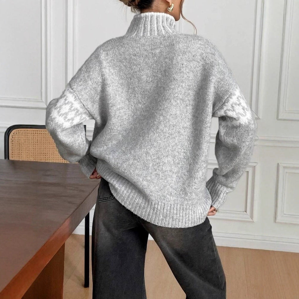 Damen kuscheliger Rollkragenpullover mit modischem Strukturmuster Drune