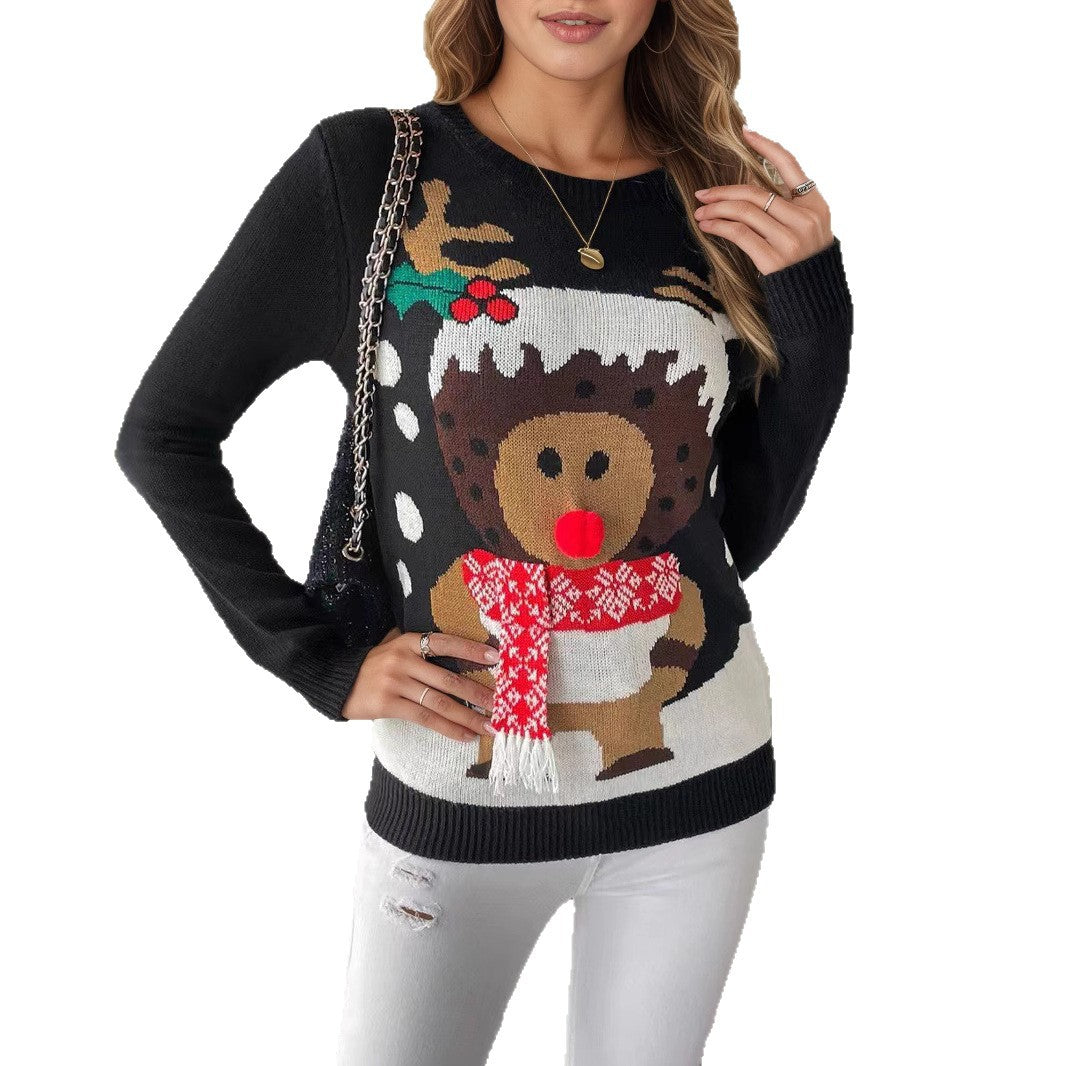 Damen Weihnachtspullover mit festlichem Rentiermotiv und hochwertiger Strickqualität Drune