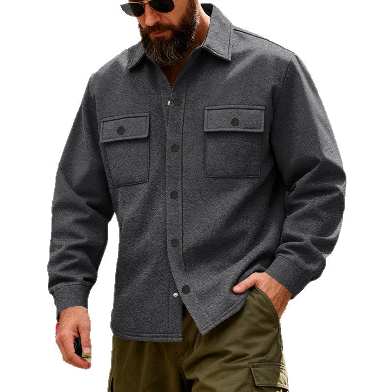 Herren nan Overshirtjacke aus robustem Baumwollmix mit Druckknopfleiste, aufgesetzten Brusttaschen und entspannter Silhouette Drune