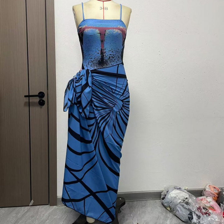 Damen Einteiler Badeanzug mit modischem Wickelrock Drune