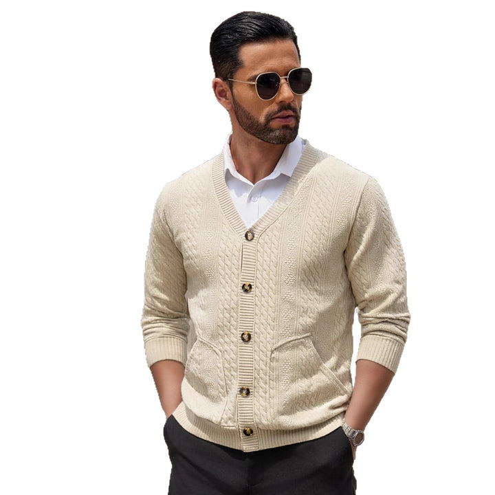 Herren Modischer Strickcardigan mit praktischen Taschen und einzigartiger Textur Drune