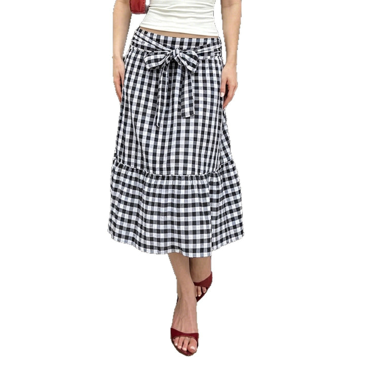 Damen Fließender Viskose-Rock mit taillierter High-Waist und Rüschensaum Drune