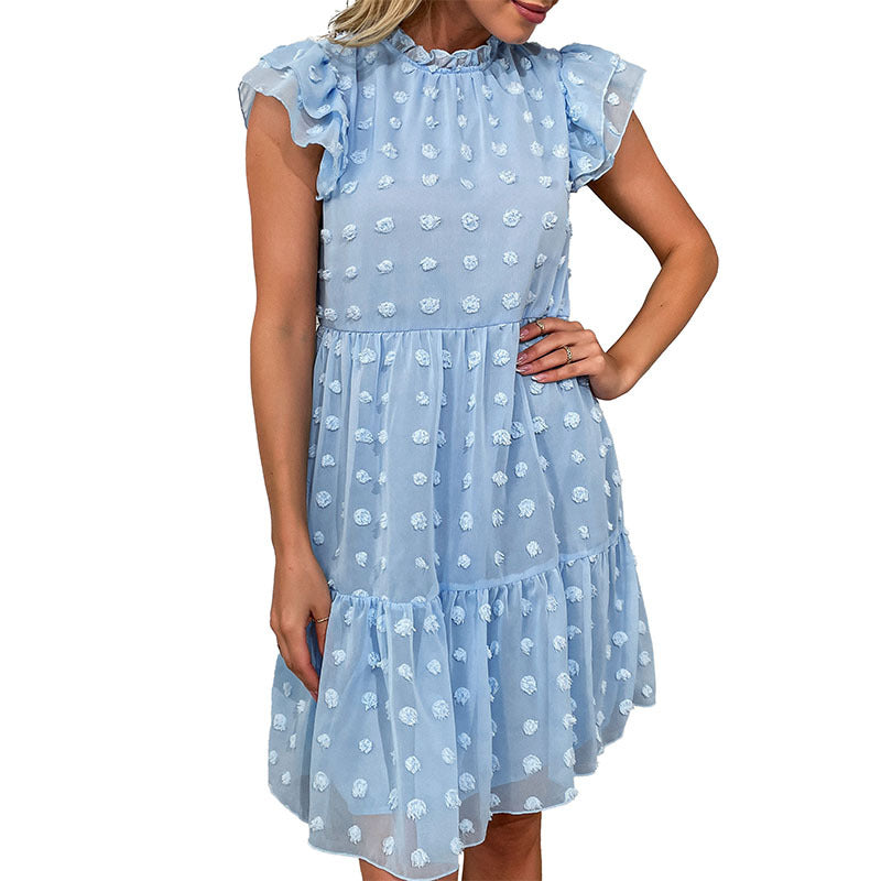 Damen luftiges Sommerkleid mit Rüschendetails und floralem Design Drune
