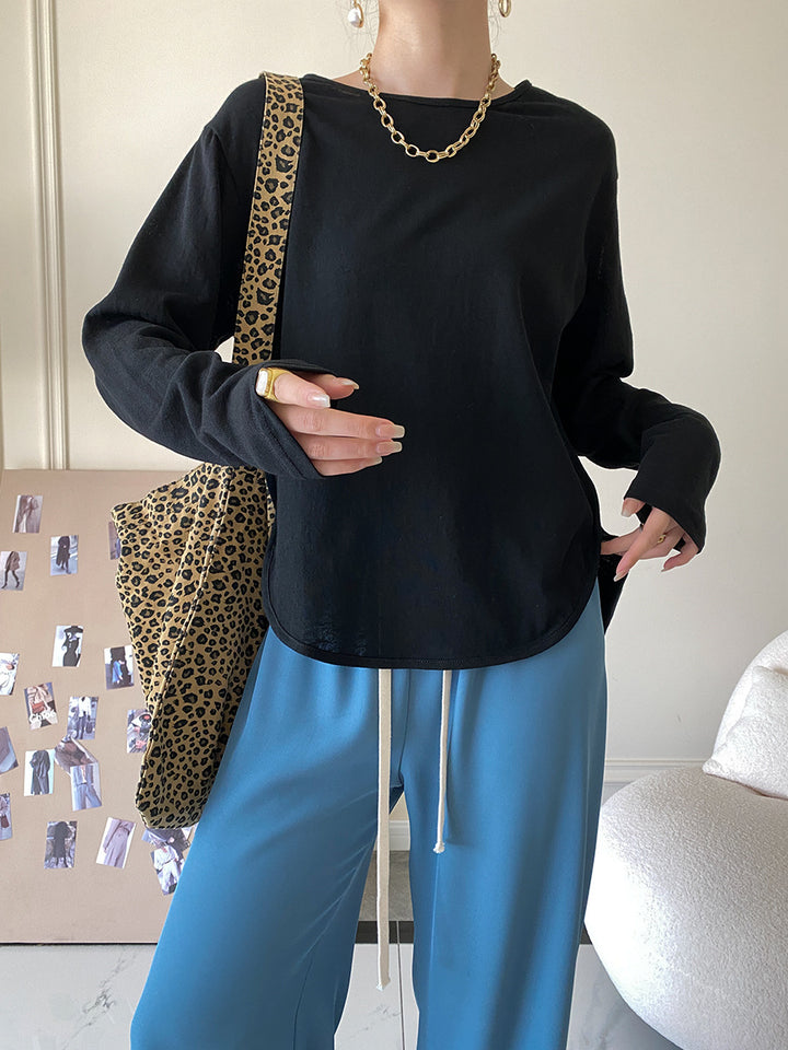 Damen lässiges Langarmshirt aus atmungsaktivem Material mit komfortablem Schnitt Drune