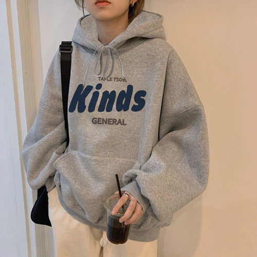 Damen Kapuzenpullover mit lässigem Schnitt und modernem Schriftzug Drune