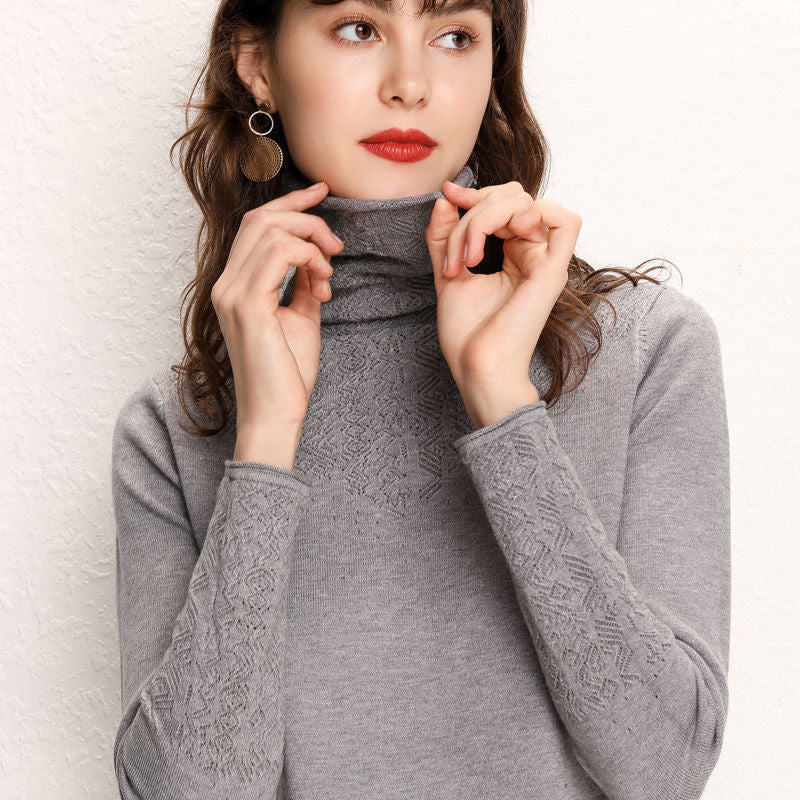 Damen Rollkragenpullover mit feinem Strukturmuster Drune