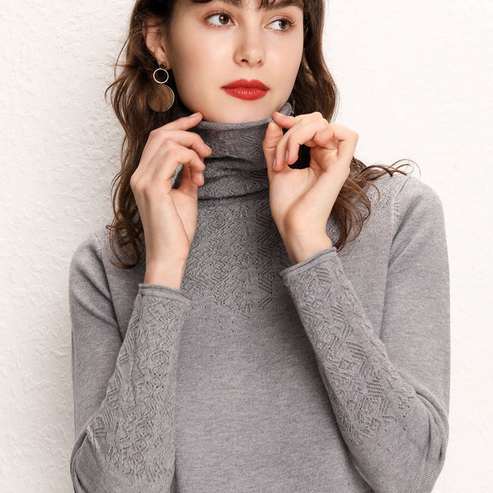 Damen Rollkragenpullover mit feinem Strukturmuster Drune