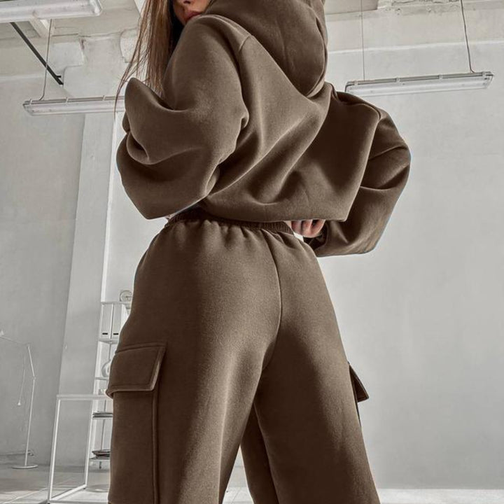 Damen Oversized Kapuzensweatshirt und Jogginghose Set Drune
