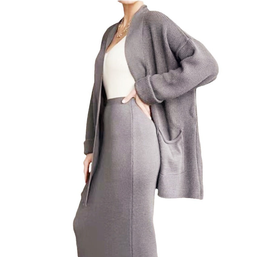 Damen Elegantes Strick-Set mit Rückenschlitzen und lässiger Passform Drune