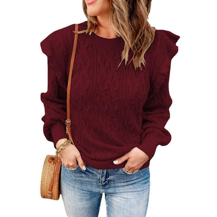 Damen Strickpullover mit Rüschendetails und strukturiertem Design Drune