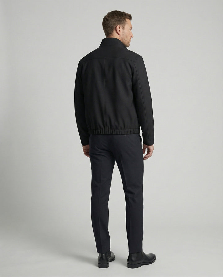 Herren Harrington Jacke Schwarz Deconstructed Silhouette Stehkragen Frühling