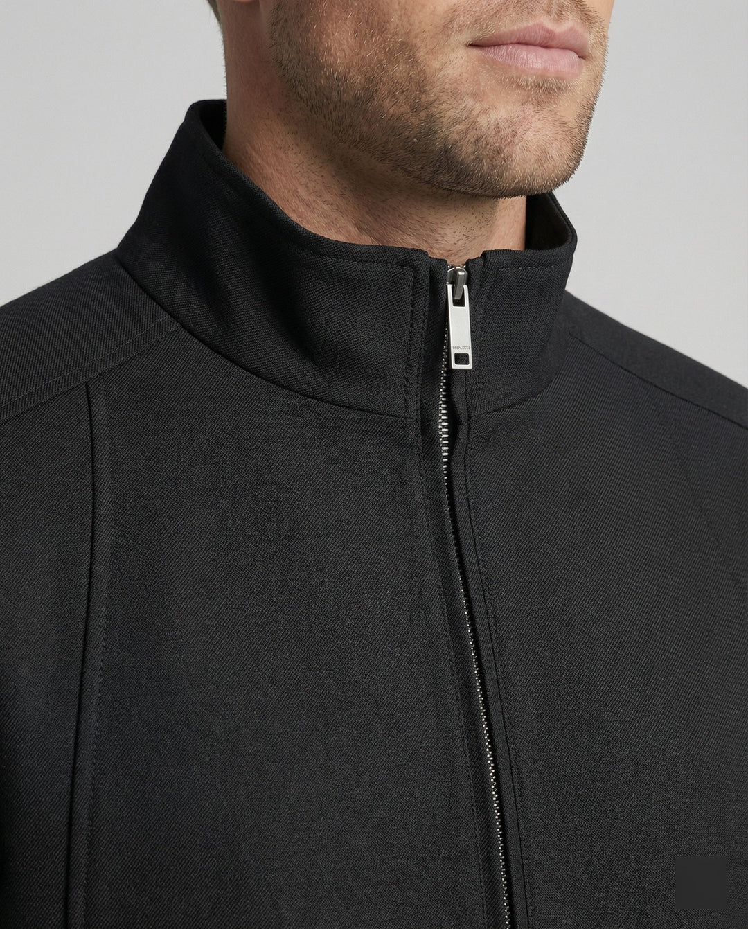 Herren Harrington Jacke Schwarz Deconstructed Silhouette Stehkragen Frühling