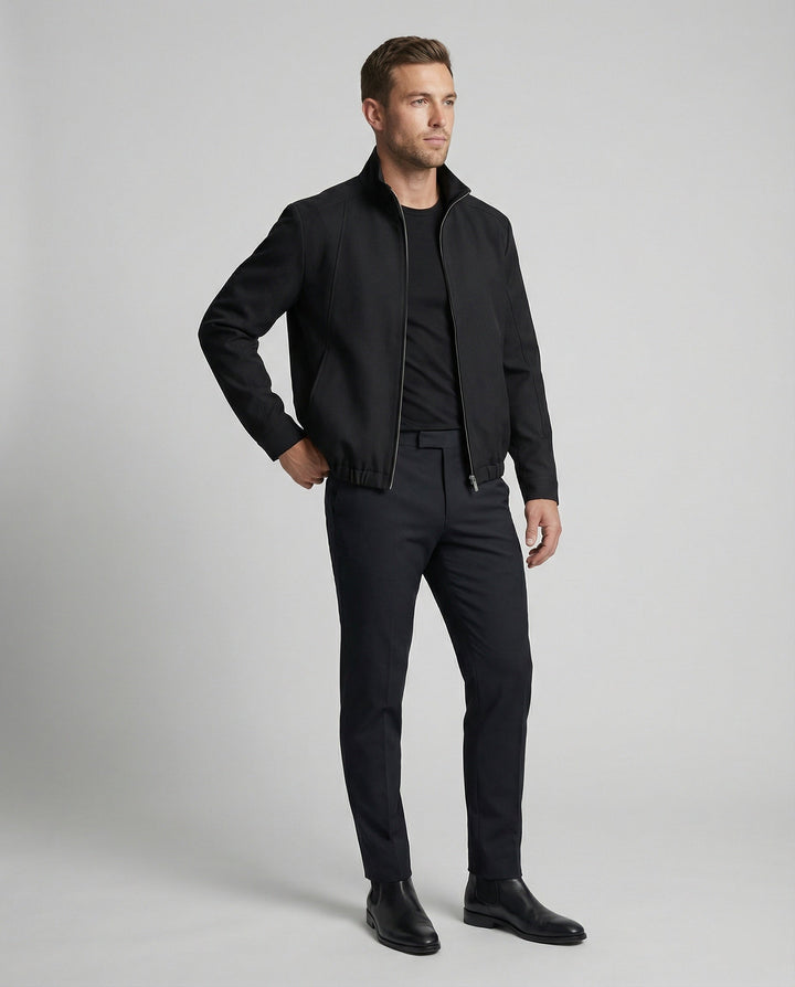 Herren Harrington Jacke Schwarz Deconstructed Silhouette Stehkragen Frühling