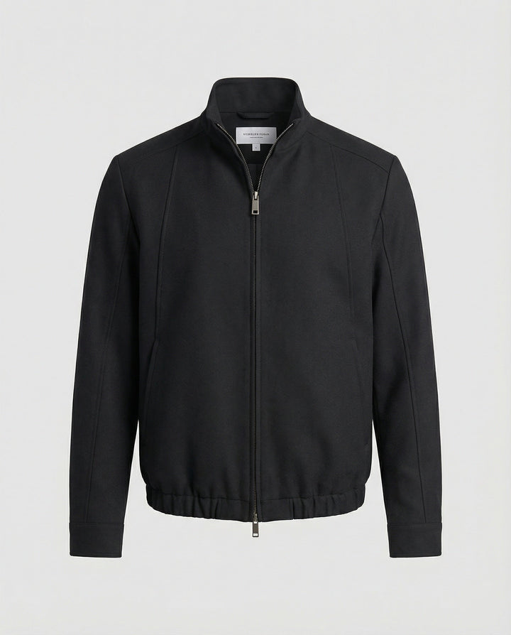 Herren Harrington Jacke Schwarz Deconstructed Silhouette Stehkragen Frühling