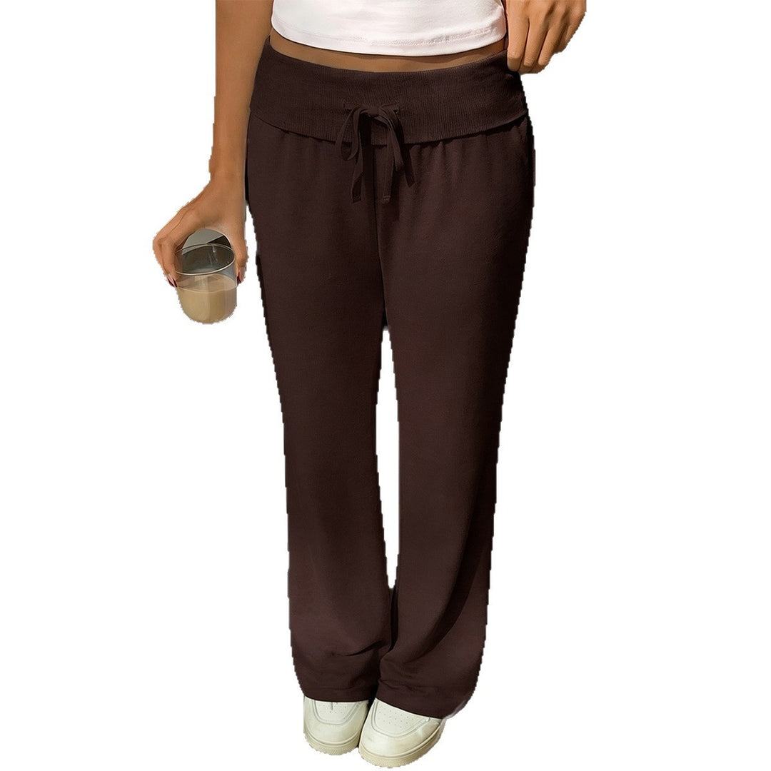 Damen Bequeme Jersey-Hose mit elastischem Bund und Kordelzug Drune