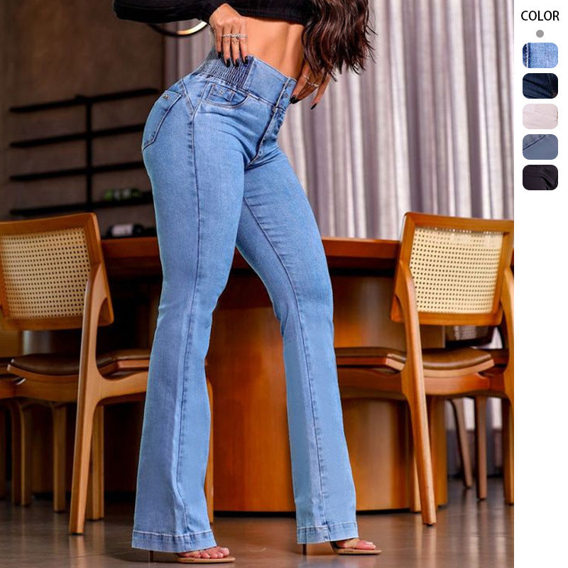 Damen Flared Jeans mit hohem Bund und figurbetontem Schnitt Drune
