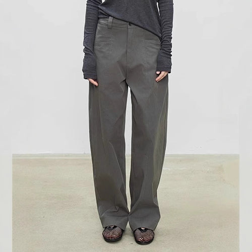 Damen weite High-Waist-Hose mit strukturiertem Stoff Drune