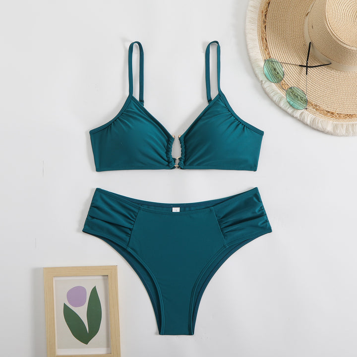 Damen modischer Triangel-Bikini mit seitlichen Raffungen Drune