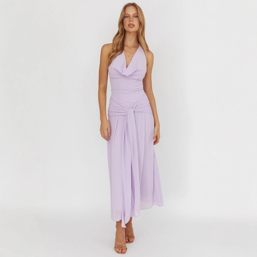 Damen Elegantes langes Abendkleid mit raffiniertem Halternetz Drune