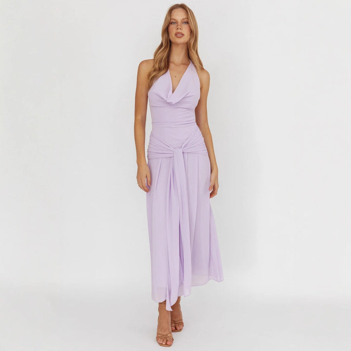 Damen Elegantes langes Abendkleid mit raffiniertem Halternetz Drune