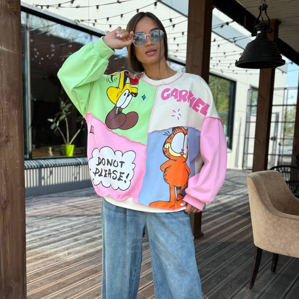 Damen Sweatshirt mit kreativem Comic-Design Drune
