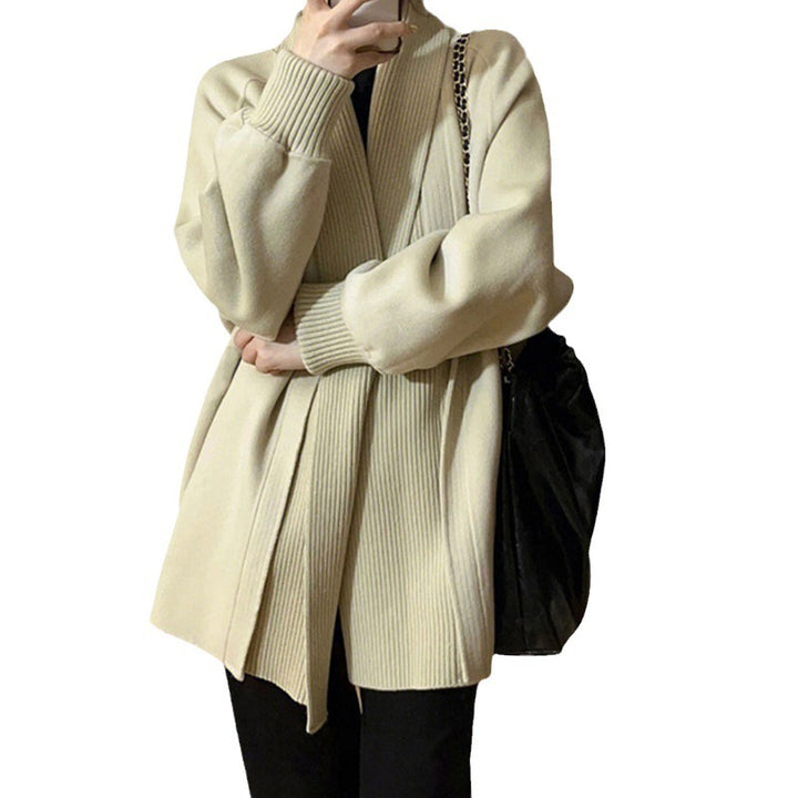 Damen Modischer Oversized Cardigan mit strukturiertem Kragen Drune