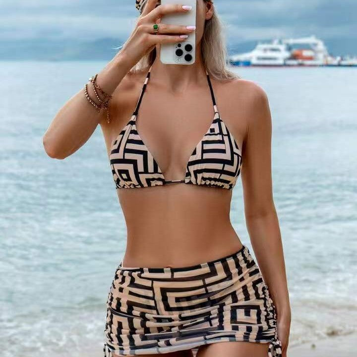 Damen Triangel-Bikini mit asymmetrischem Rock Drune